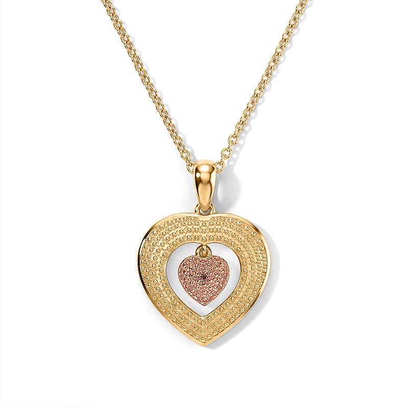 D'Joy Red Diamond SI Assent Pendant in 18K Vermeil YG Over Sterling Silver with 18K YG Plated Stainless Steel Necklace 20 Inches