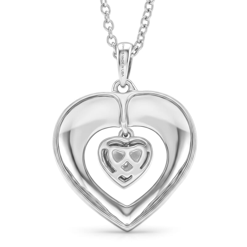 D'Joy Diamond Heart Pendant Necklace (20 Inches) in Rhodium Over Sterling Silver