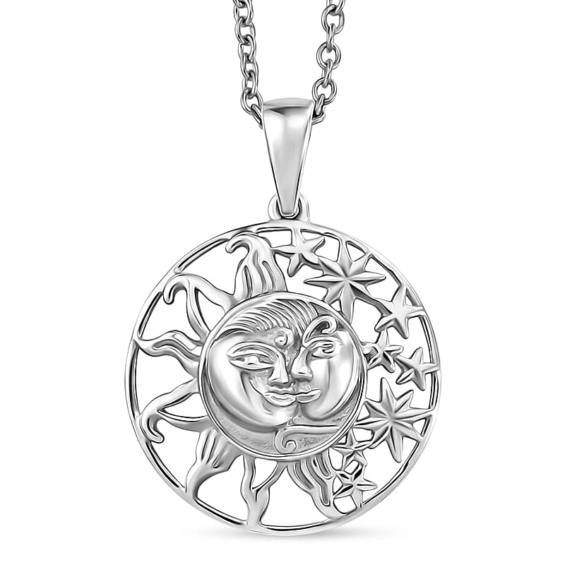 D'Joy Sun Pendant in Sterling Silver with Stainless Steel (20 Inches)