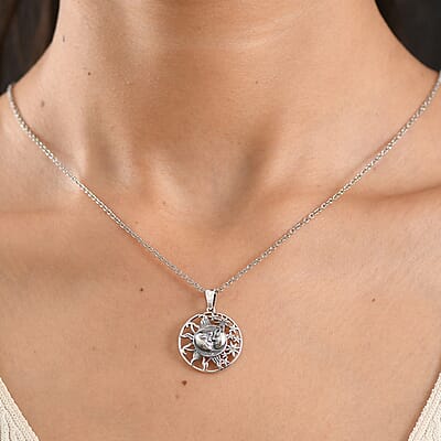 D'Joy Sun Pendant in Sterling Silver with Stainless Steel (20 Inches)