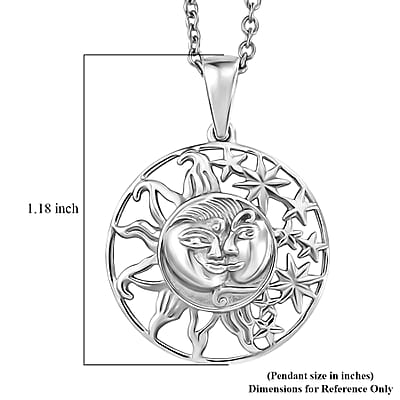 D'Joy Sun Pendant in Sterling Silver with Stainless Steel (20 Inches)