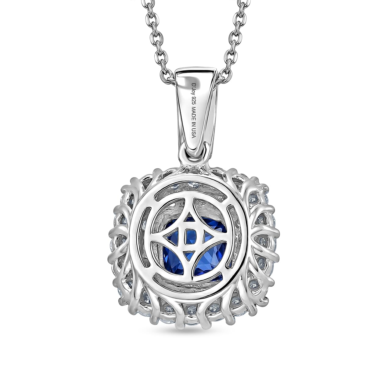 Certified & Appraised D'Joy Tanzanite and Moissanite 2.00 ctw Pendant Necklace in Rhodium Over Sterling Silver (20 Inches)
