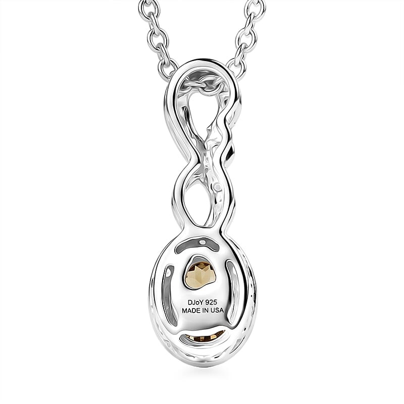 D'Joy Premium Imperial Garnet and White Zircon 1.00 ctw Pendant in Rhodium Over Sterling Silver with Stainless Steel Necklace (20 Inches)