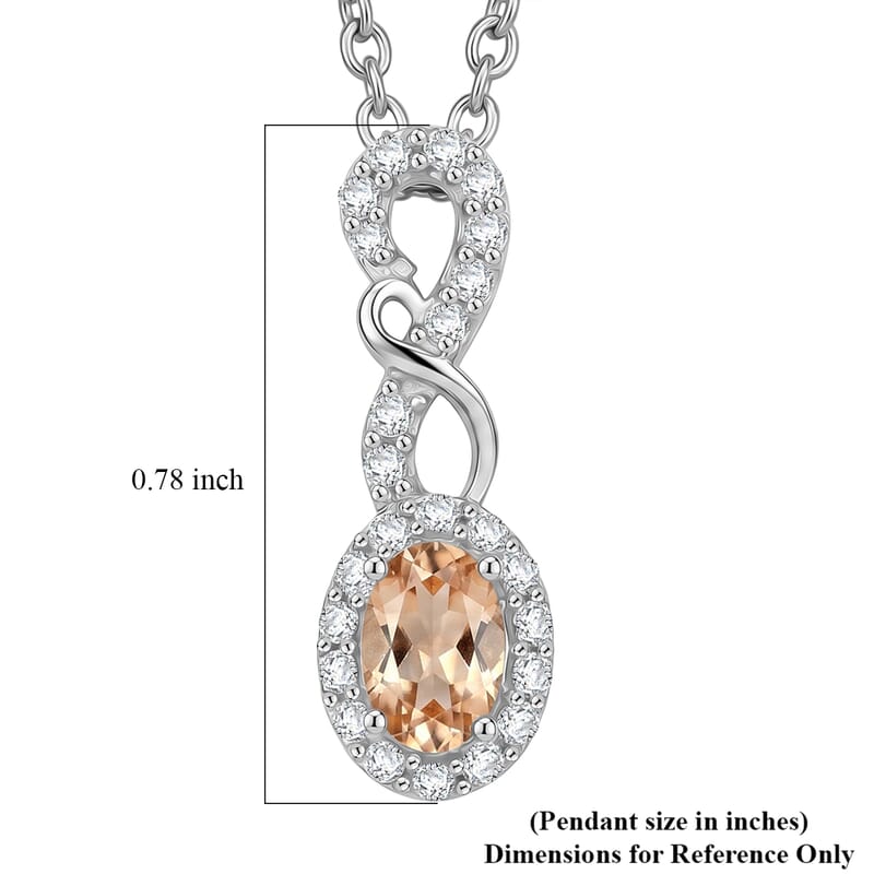 D'Joy Premium Imperial Garnet and White Zircon 1.00 ctw Pendant in Rhodium Over Sterling Silver with Stainless Steel Necklace (20 Inches)