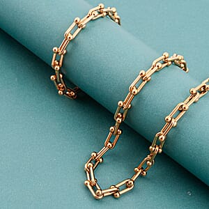 U Link Chain Bracelet (8.50 In) and Necklace 24 Inches in ION Plated YG Stainless Steel