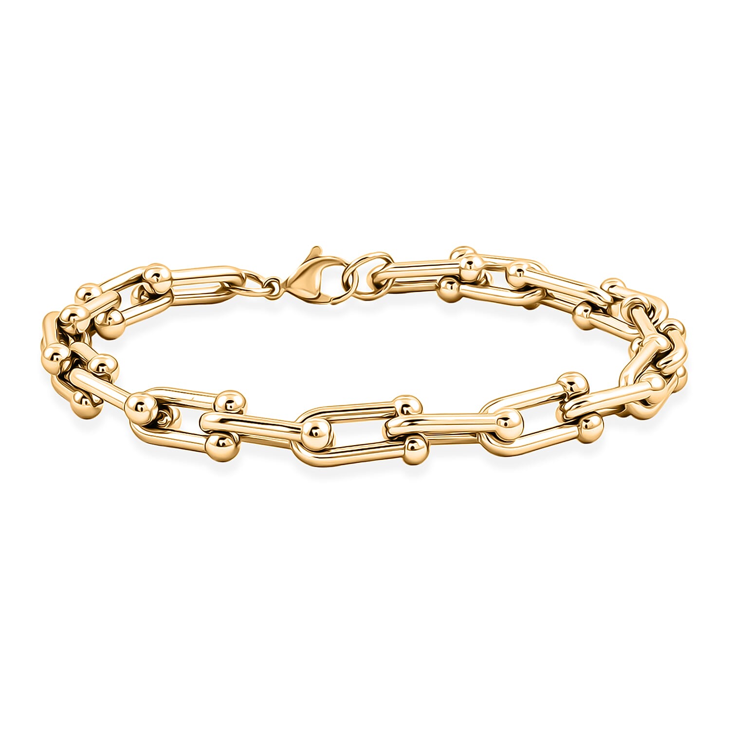 U Link Chain Bracelet (8.50 In) and Necklace 24 Inches in ION Plated YG Stainless Steel