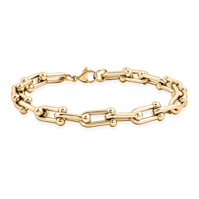 U Link Chain Bracelet (8.50 In) and Necklace 24 Inches in ION Plated YG Stainless Steel