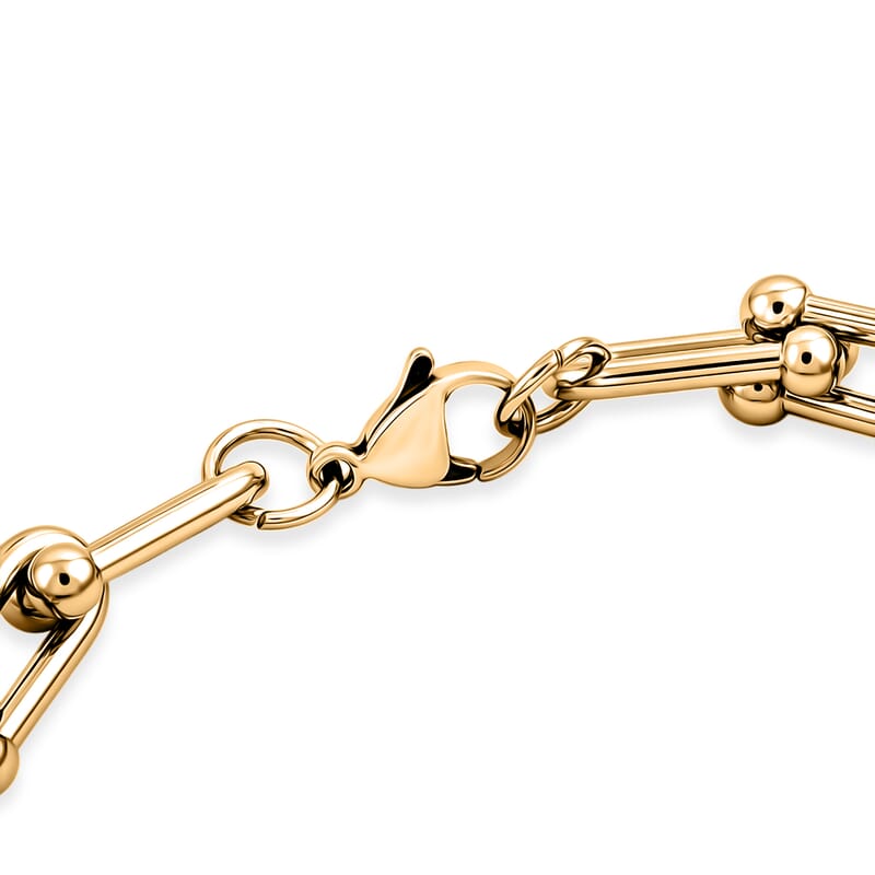 U Link Chain Bracelet (8.50 In) and Necklace 24 Inches in ION Plated YG Stainless Steel
