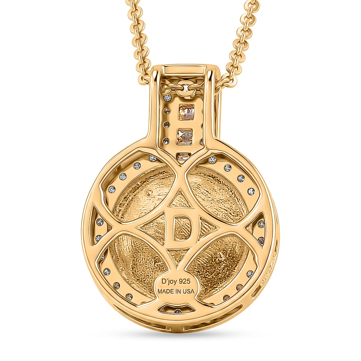 D'Joy Premium Tahitian Pearl and Diamond 0.25 ctw Geometry Halo Pendant Necklace in 18K Vermeil Yellow Gold Over Sterling Silver 20 Inches