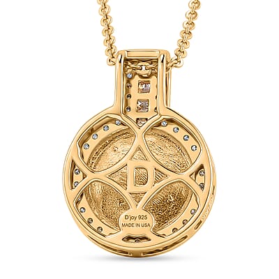 D'Joy Premium Tahitian Pearl and Diamond 0.25 ctw Geometry Halo Pendant Necklace in 18K Vermeil Yellow Gold Over Sterling Silver 20 Inches