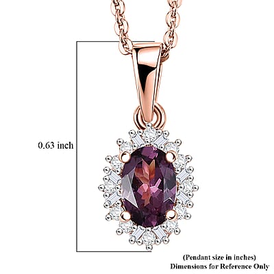 D'Joy Narsipatnam Purple Spinel and Moissanite 0.50 ctw Violet Sparkle Pendant Necklace in 18K Vermeil Rose Gold Over Sterling Silver 20 Inches