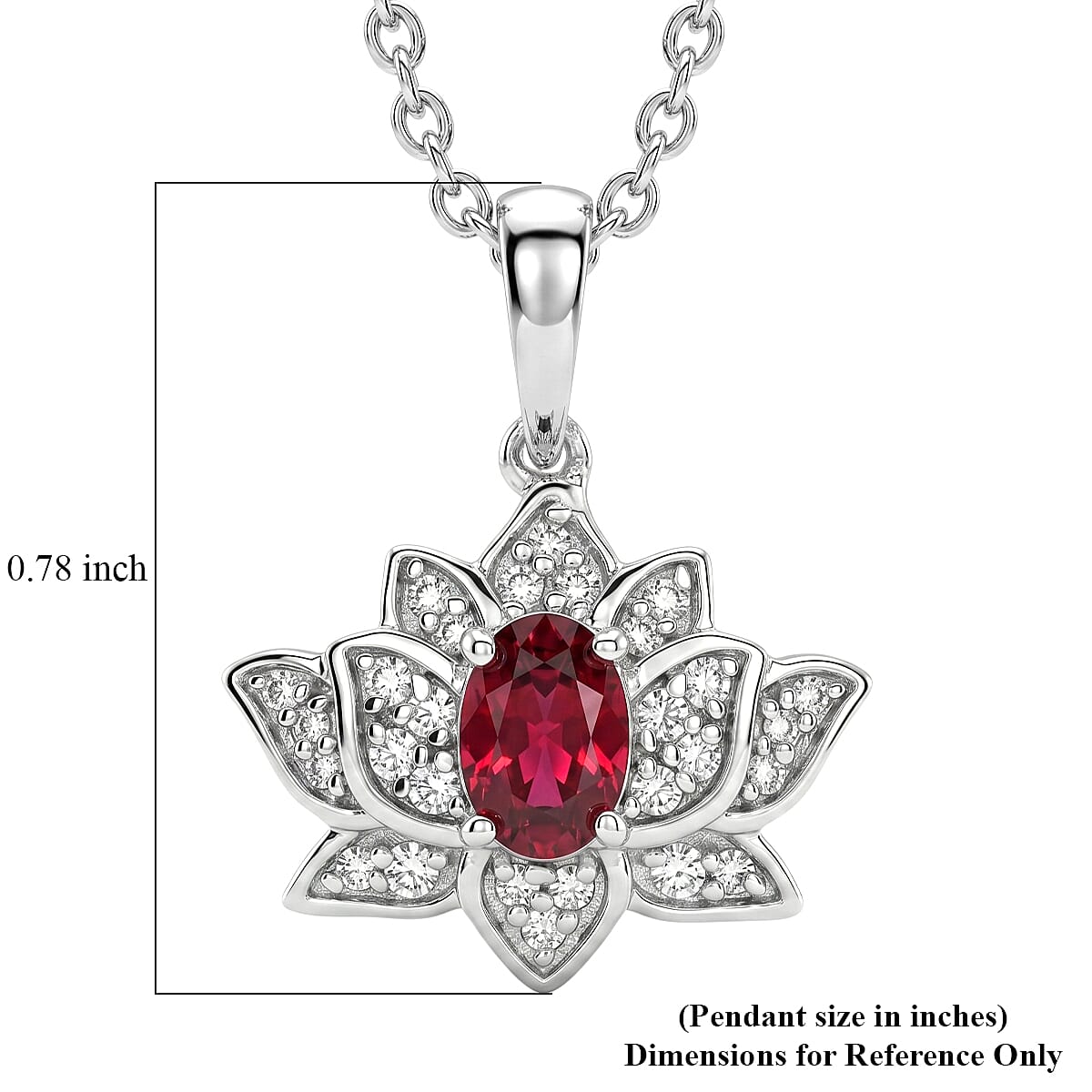 EverTrue Orissa Rose Garnet and White Zircon 0.90 ctw Pendant in Platinum Bond with Stainless Steel Necklace (20 Inches) image number 6