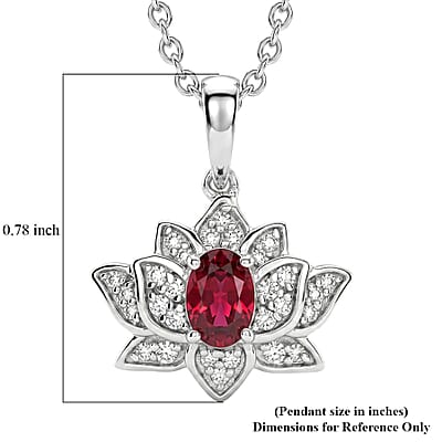 EverTrue Orissa Rose Garnet and White Zircon 0.90 ctw Pendant in Platinum Bond with Stainless Steel Necklace (20 Inches)