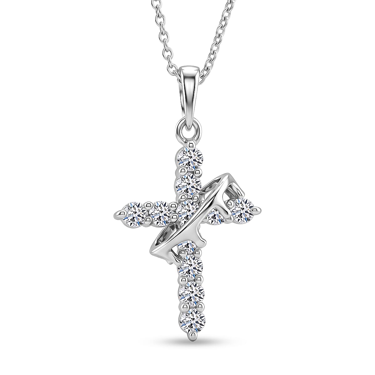 Luxuriant Lab Grown Diamond G-H SI 0.50 ctw Pendant Necklace in Rhodium Over Sterling Silver 20 Inches