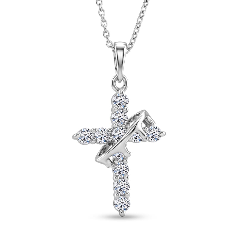 Luxuriant Lab Grown Diamond G-H SI 0.50 ctw Pendant Necklace in Rhodium Over Sterling Silver 20 Inches