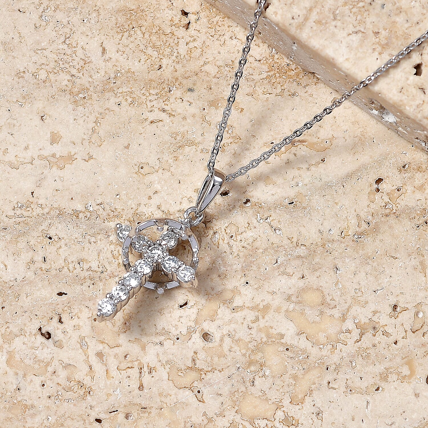 Luxuriant Lab Grown Diamond G-H SI 0.50 ctw Pendant Necklace in Rhodium Over Sterling Silver 20 Inches