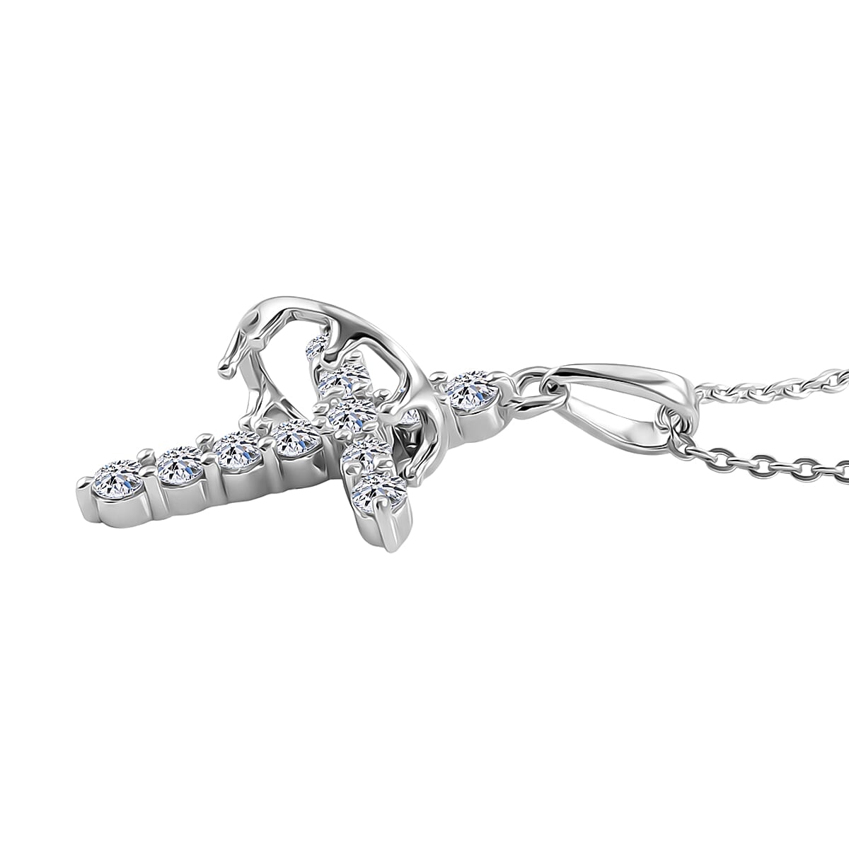Luxuriant Lab Grown Diamond G-H SI 0.50 ctw Pendant Necklace in Rhodium Over Sterling Silver 20 Inches