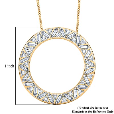 Luxuriant Lab Grown Diamond G-H SI 1.00 ctw Circle Pendant Necklace in 18K Vermeil Yellow Gold Over Sterling Silver (20 Inches)