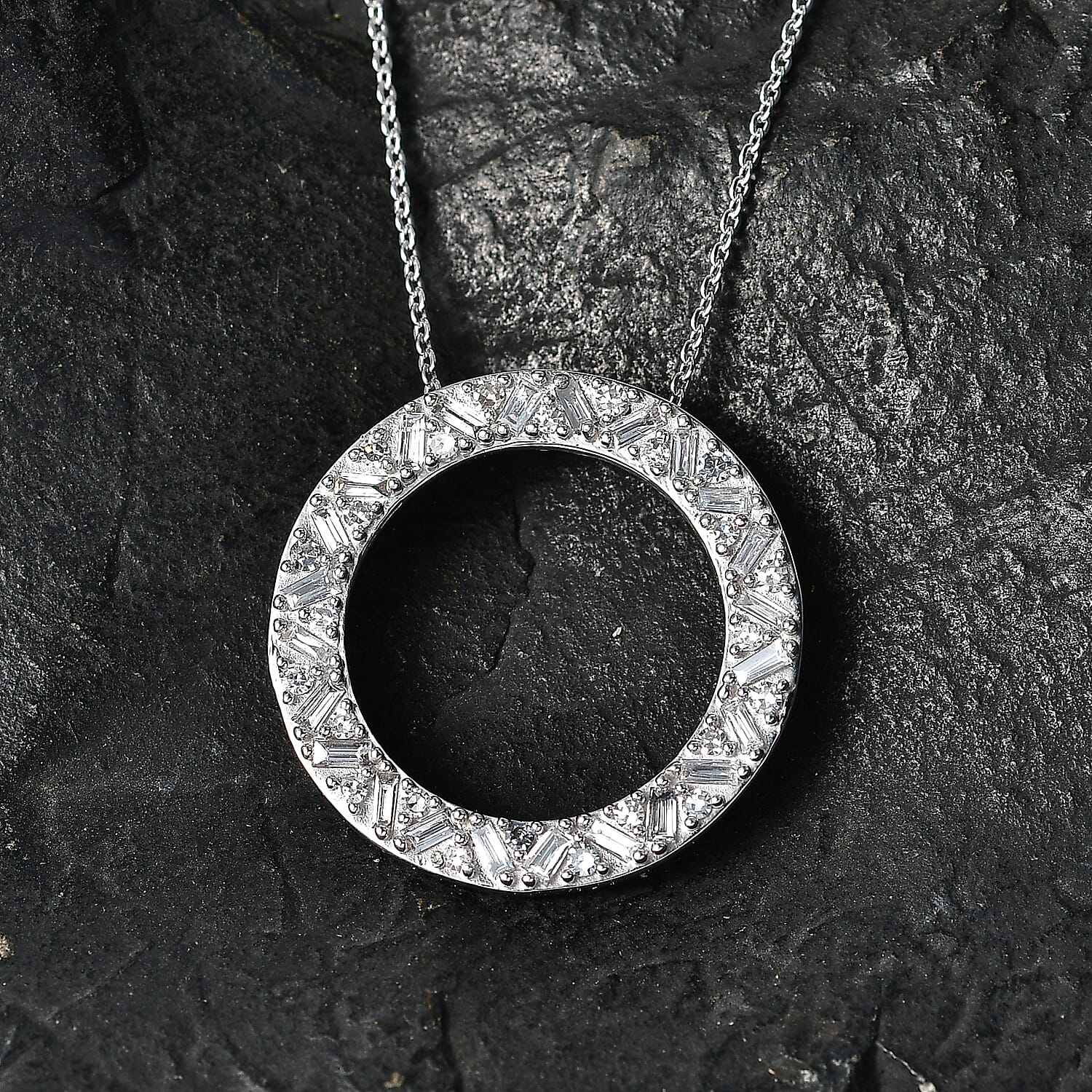Luxuriant Lab Grown Diamond G-H SI 1.00 ctw Sunburst Halo Pendant Necklace in Rhodium Over Sterling Silver 20 Inches