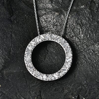 Luxuriant Lab Grown Diamond G-H SI 1.00 ctw Sunburst Halo Pendant Necklace in Rhodium Over Sterling Silver 20 Inches
