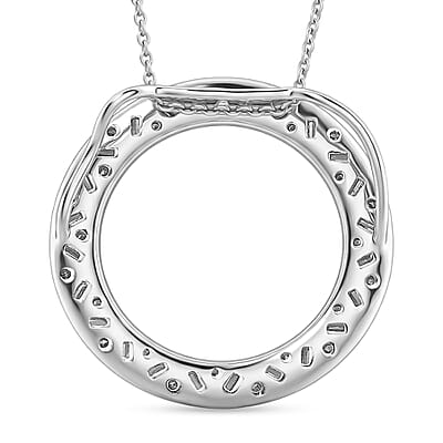 Luxuriant Lab Grown Diamond G-H SI 1.00 ctw Sunburst Halo Pendant Necklace in Rhodium Over Sterling Silver 20 Inches
