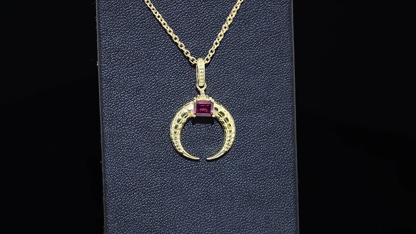 EverTrue Orissa Rhodolite Garnet 0.65 ctw Pendant in 18K YG Plated with ION Plated YG Stainless Steel Necklace 20 Inches