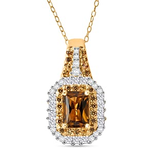 D'Joy AAA Golden Turkizite and Multi Gemstone 2.00 ctw Pendant Necklace in 18K Vermeil Yellow Gold Over Sterling Silver 20 Inches