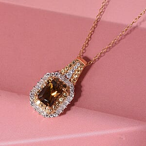 D'Joy AAA Golden Turkizite and Multi Gemstone 2.00 ctw Pendant Necklace in 18K Vermeil Yellow Gold Over Sterling Silver 20 Inches