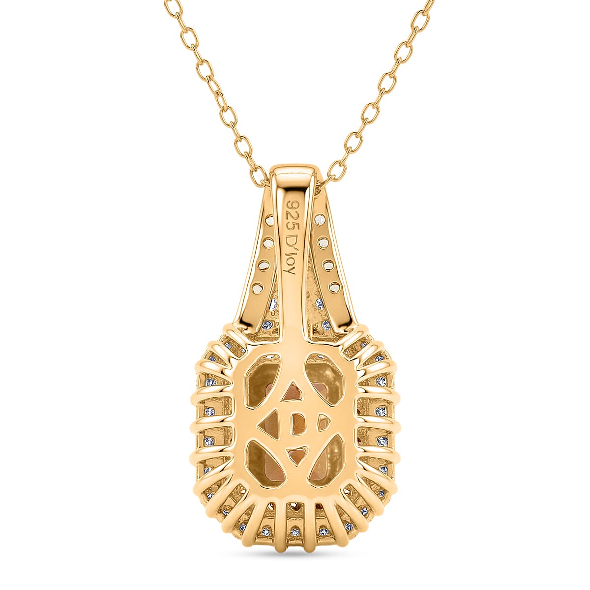 D'Joy AAA Golden Turkizite and Multi Gemstone 2.00 ctw Sunset Glow Halo Pendant Necklace in 18K Vermeil Yellow Gold Over Sterling Silver 20 Inches