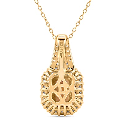D'Joy AAA Golden Turkizite and Multi Gemstone 2.00 ctw Sunset Glow Halo Pendant Necklace in 18K Vermeil Yellow Gold Over Sterling Silver 20 Inches