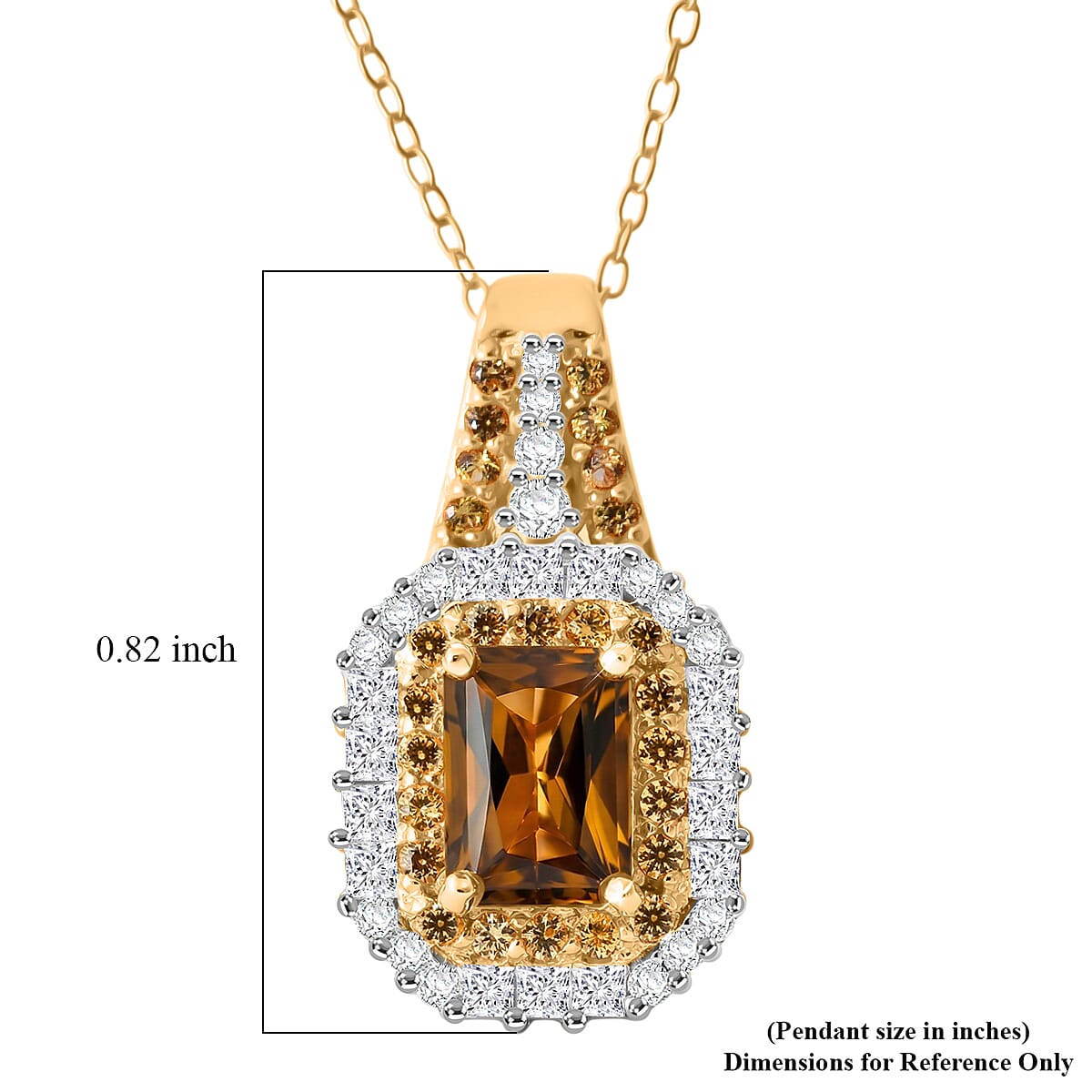 D'Joy AAA Golden Turkizite and Multi Gemstone 2.00 ctw Sunset Glow Halo Pendant Necklace in 18K Vermeil Yellow Gold Over Sterling Silver 20 Inches