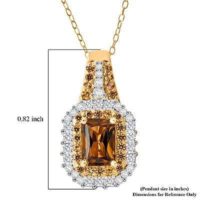 D'Joy AAA Golden Turkizite and Multi Gemstone 2.00 ctw Sunset Glow Halo Pendant Necklace in 18K Vermeil Yellow Gold Over Sterling Silver 20 Inches