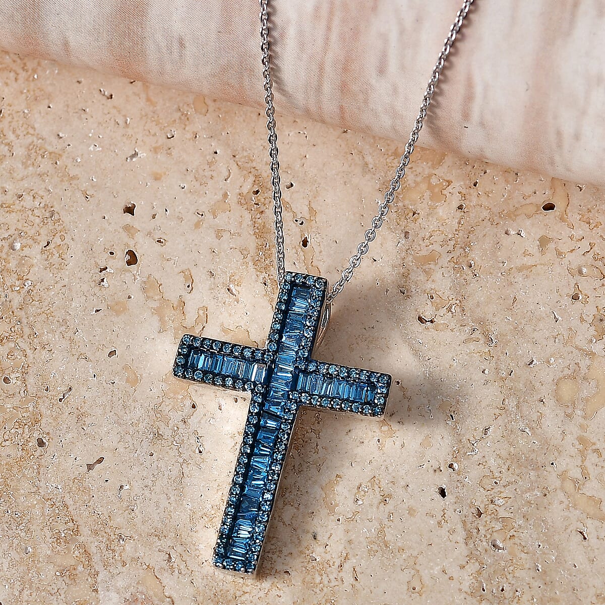 Luxuriant Lab Grown Blue Diamond IR SI 1.00 ctw Pendant Necklace in Rhodium Over Sterling Silver 20 Inches image number 1
