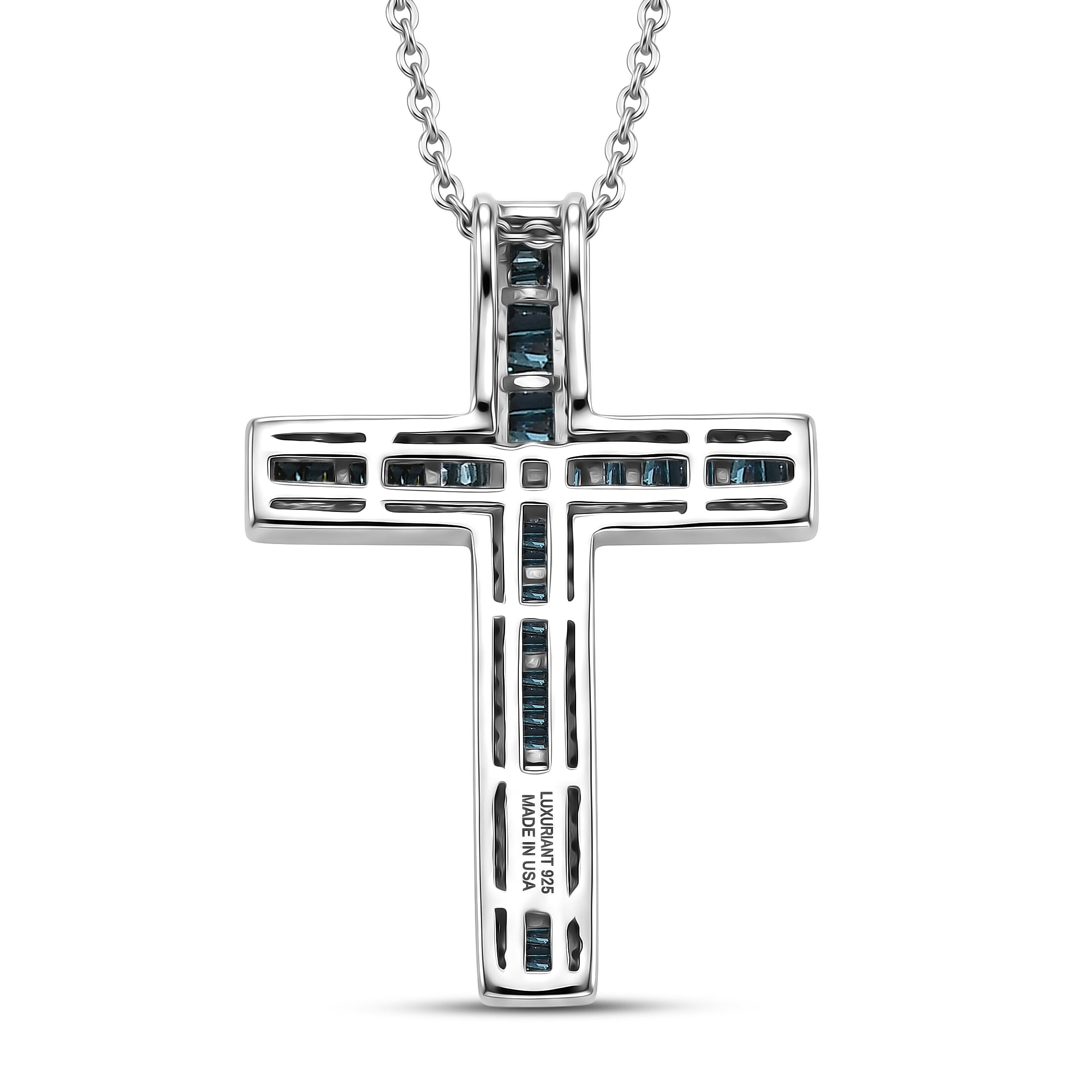Luxuriant Lab Grown Blue Diamond IR SI 1.00 ctw Pendant Necklace in Rhodium Over Sterling Silver 20 Inches