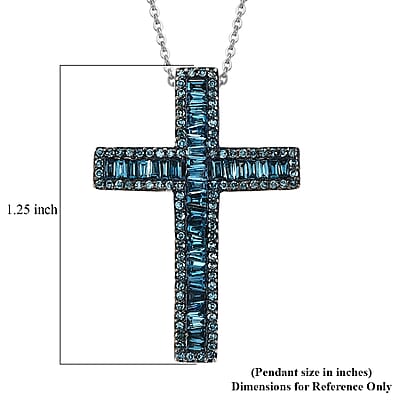 Luxuriant Lab Grown Blue Diamond IR SI 1.00 ctw Pendant Necklace in Rhodium Over Sterling Silver 20 Inches