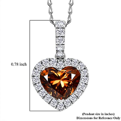 Luxuriant Lab Grown Red Diamond (IR) and Lab Grown Diamond (VS) 2.50 ctw Heart Pendant Necklace in 950 Platinum (20 Inches)