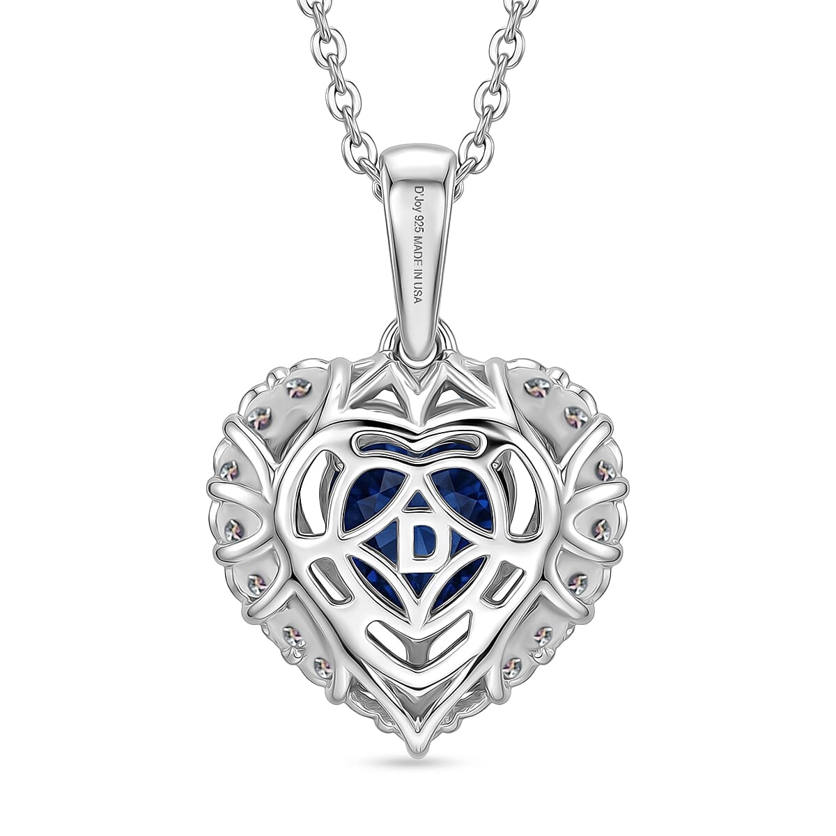 Certified & Appraised D'Joy Tanzanite and Moissanite 1.75 ctw Heart Pendant Necklace in Rhodium Over Sterling Silver 20 Inches