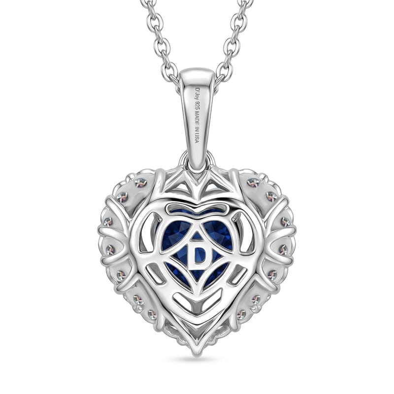 Certified & Appraised D'Joy Tanzanite and Moissanite 1.75 ctw Heart Pendant Necklace in Rhodium Over Sterling Silver 20 Inches