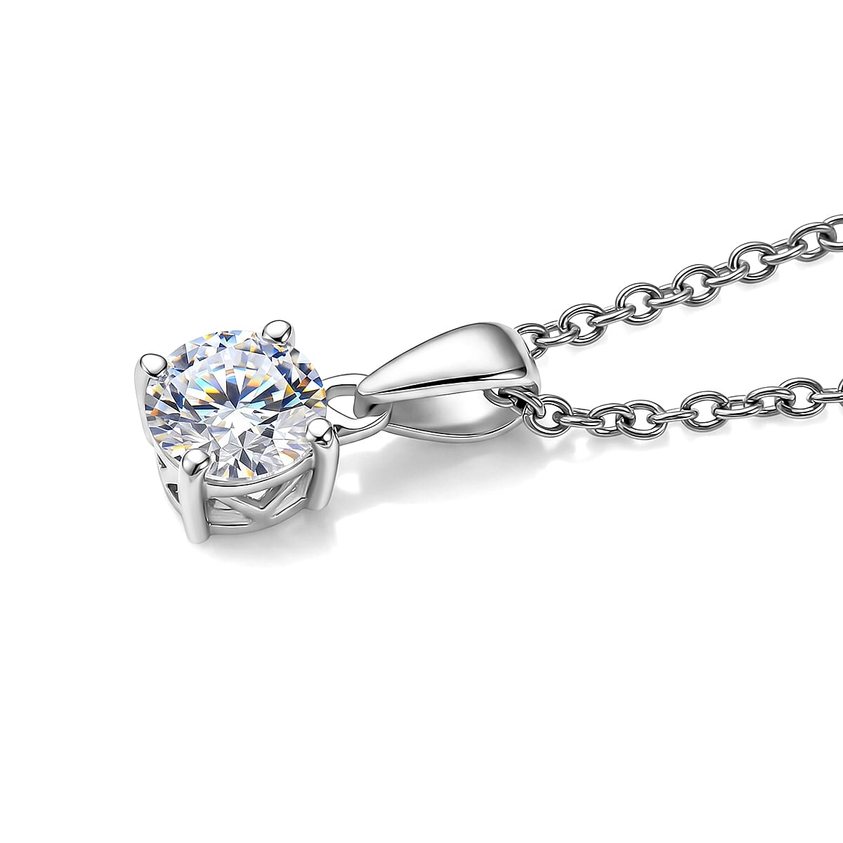 D'Joy Moissanite 1.00 ctw Pendant in Platinum Over Sterling Silver with Stainless Steel Necklace 20 Inches