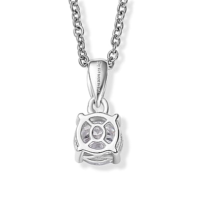 D'Joy Moissanite 1.00 ctw Pendant in Platinum Over Sterling Silver with Stainless Steel Necklace 20 Inches