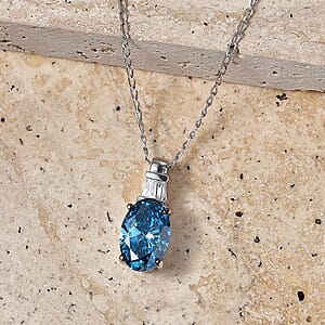 Luxuriant Lab Grown Blue Diamond (IR) and Lab Grown Diamond (VS) 2.50 ctw Aurora Ocean Glow Pendant Necklace in 950 Platinum (20 Inches)