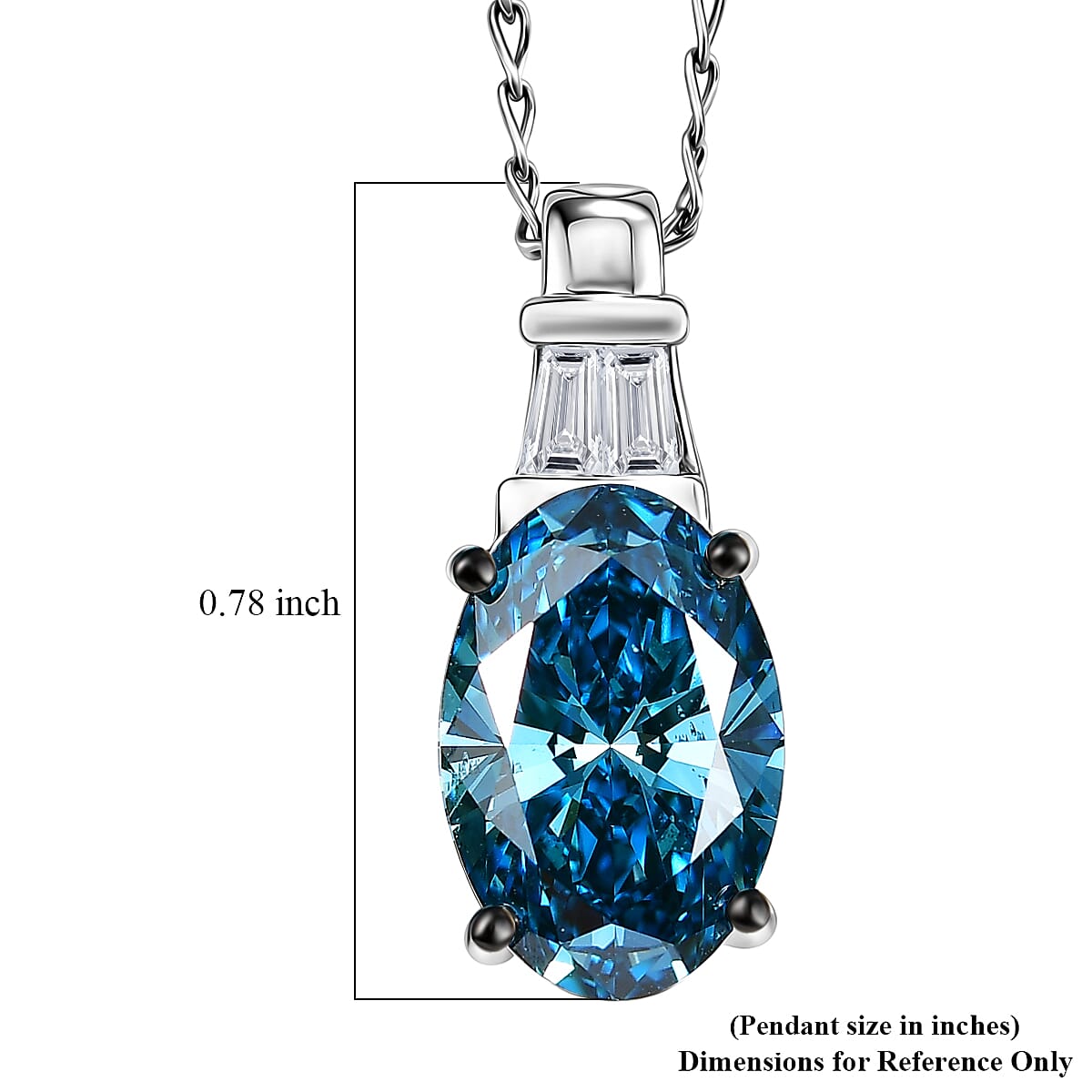 Luxuriant Lab Grown Blue Diamond (IR) and Lab Grown Diamond (VS) 2.50 ctw Aurora Ocean Glow Pendant Necklace in 950 Platinum (20 Inches)
