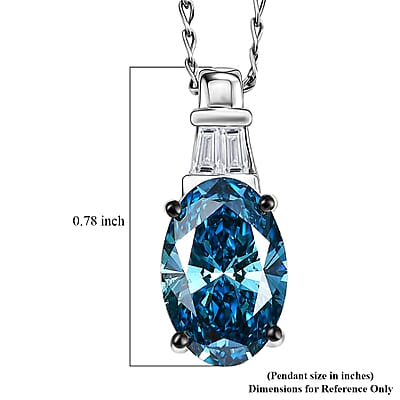 Luxuriant Lab Grown Blue Diamond (IR) and Lab Grown Diamond (VS) 2.50 ctw Aurora Ocean Glow Pendant Necklace in 950 Platinum (20 Inches)