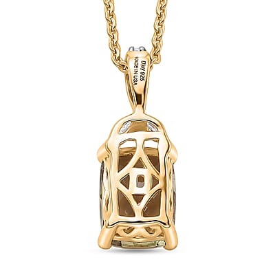 D'Joy AAA Turkizite and Moissanite 3.15 ctw Blooming Petals Pendant Necklace in 18K Vermeil Yellow Gold Over Sterling Silver 20 Inches