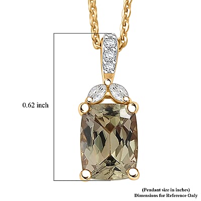 D'Joy AAA Turkizite and Moissanite 3.15 ctw Blooming Petals Pendant Necklace in 18K Vermeil Yellow Gold Over Sterling Silver 20 Inches