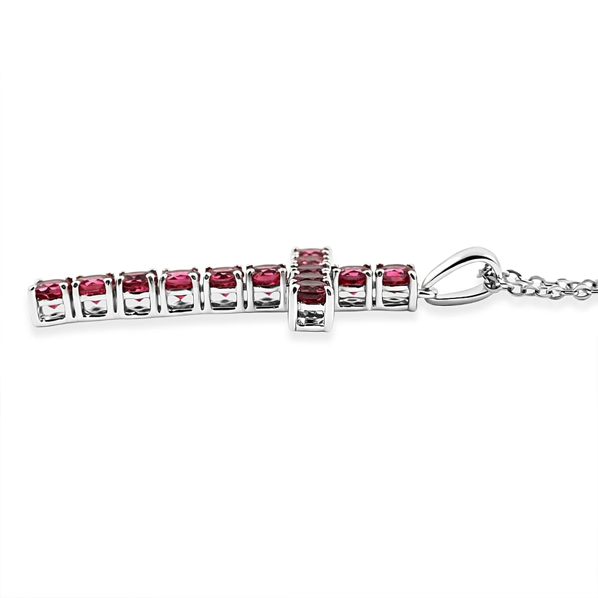 EverTrue Tanzanian Wine Garnet 4.60 ctw Pendant in Platinum Bond with Stainless Steel Necklace 20 Inches