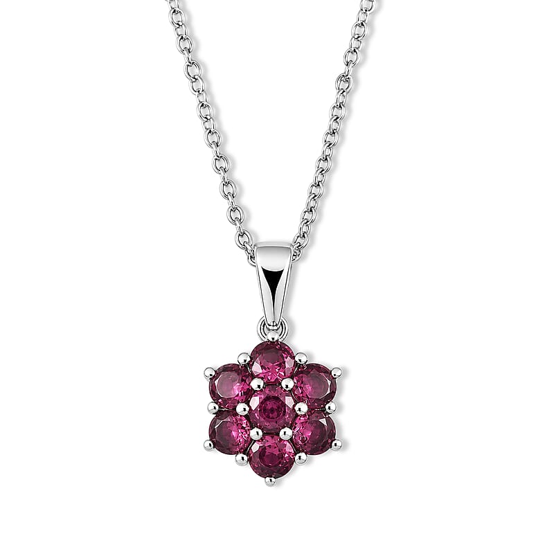 EverTrue Tanzanian Wine Garnet 2.60 ctw Pendant Necklace (20 Inches) in Stainless Steel