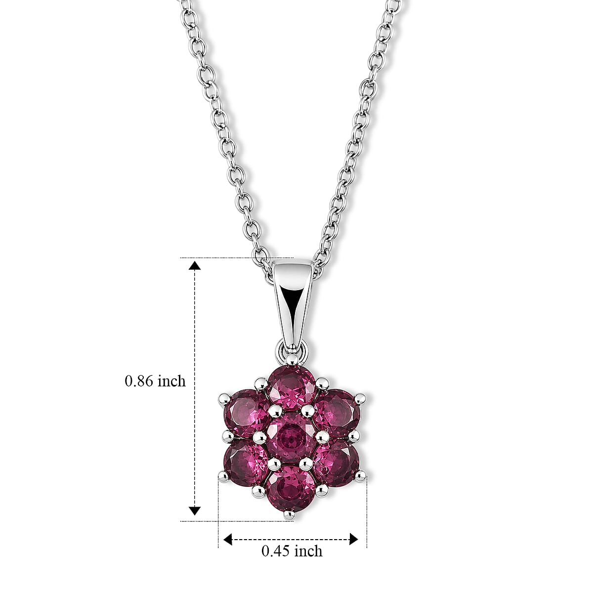 EverTrue Tanzanian Wine Garnet 2.60 ctw Pendant Necklace (20 Inches) in Stainless Steel image number 2