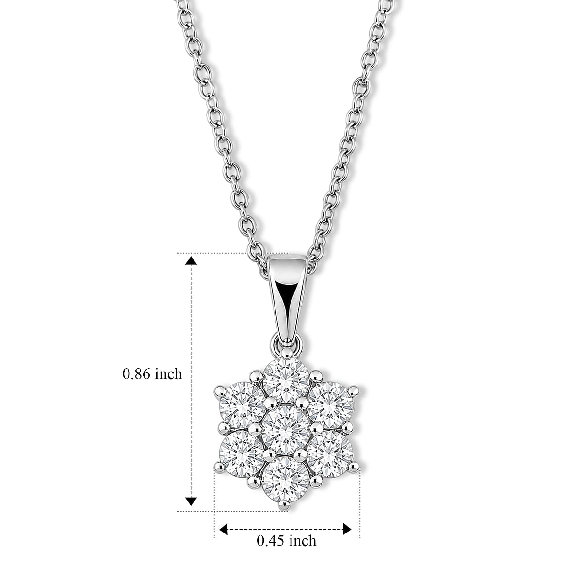 EverTrue Moissanite 1.50 ctw Pendant Necklace (20 Inches) in Stainless Steel image number 2
