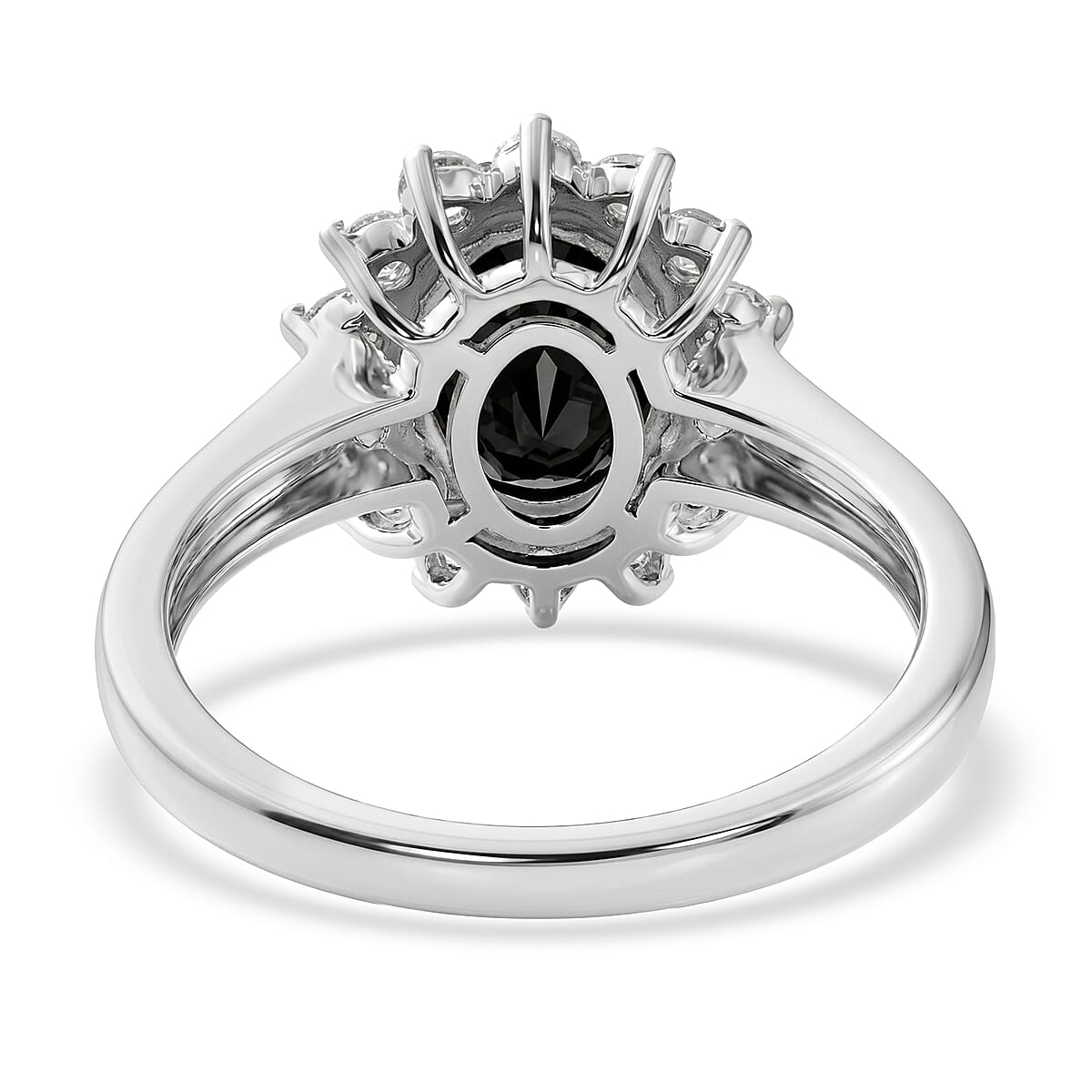 EverTrue Thai Black Spinel and White Zircon 5.90 ctw Ring (Size 6.0) and Pendant in Platinum Bond with Stainless Steel Necklace (20 Inches)